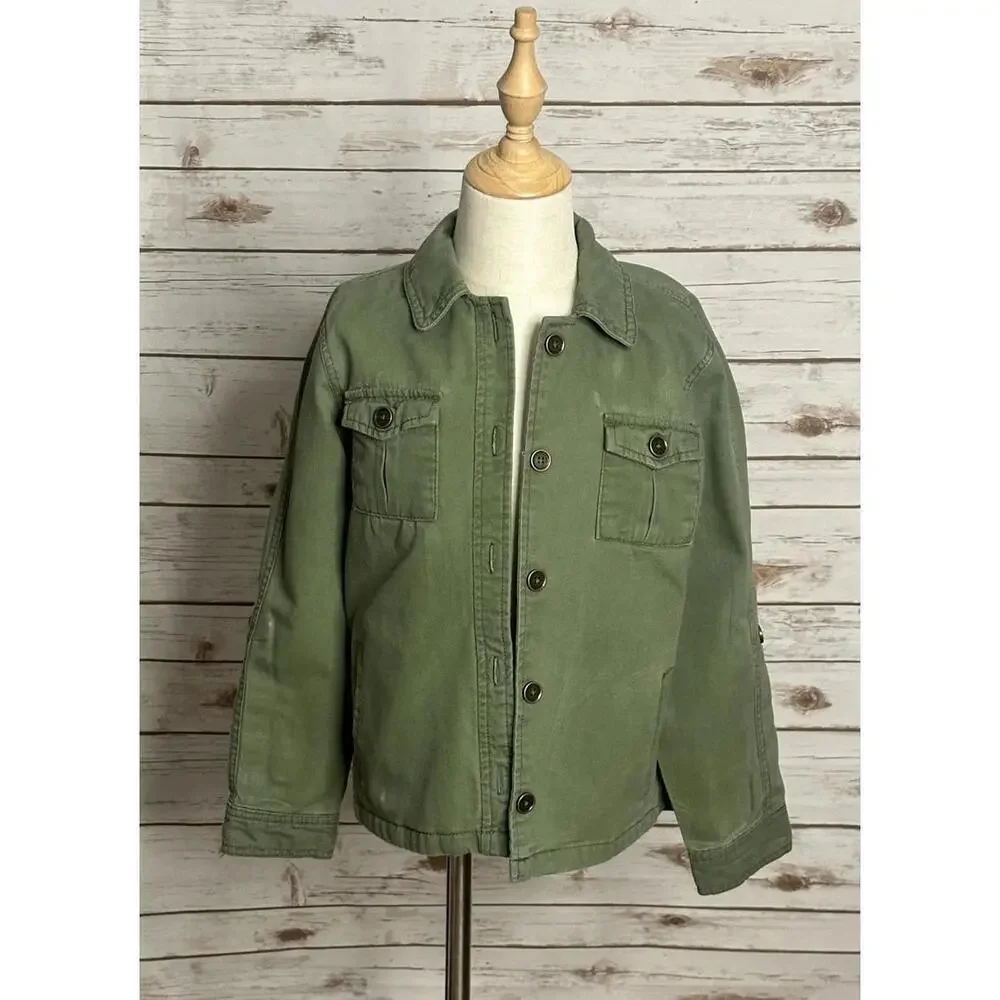 Gymboree unisex olive green Wild At Heart cotton utility jacket Size M(7-9)